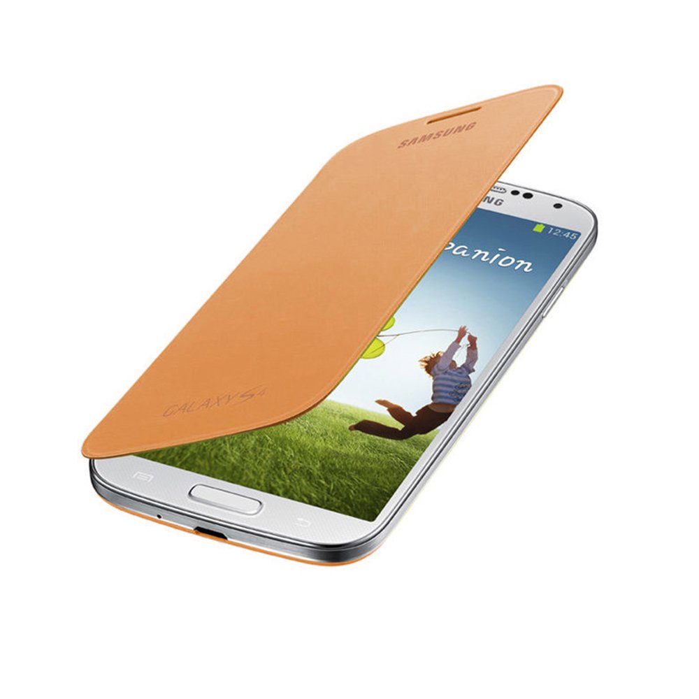 Samsung GALAXY S4 I9500原廠側翻式皮套-橘色