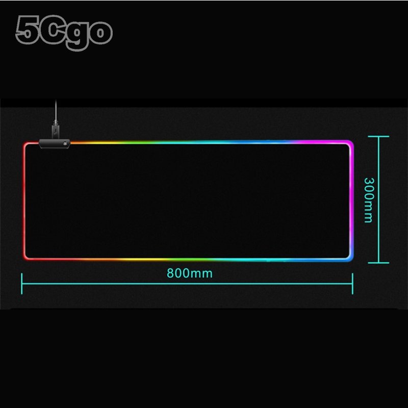 5Cgo【智能】羅技雷蛇RGB發光滑鼠墊超大遊戲電競專用桌墊電腦無線充電斷電記憶炫酷跑馬燈(800*300mm) 含稅