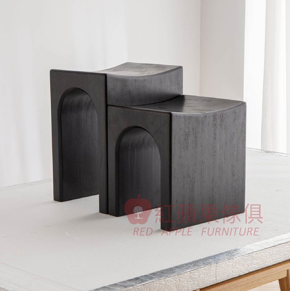 [紅蘋果傢俱] 實木家具 梣木系列 SMK-S2081 實木高矮凳 高凳 矮凳 餐椅 日式家具 碳黑色