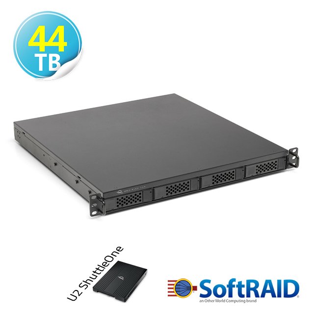 OWC Flex 1U4 44TB (硬碟+NVMe) (3x12TB + 8TB) SoftRAID 5 四槽磁碟陣列 機架、櫃解決方案