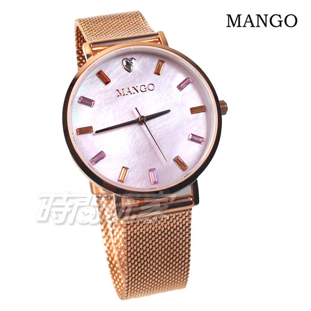 (活動價) MANGO 愛心 心鑽 水晶鑽 女錶 防水 珍珠螺貝面盤 藍寶石水晶 玫瑰金電鍍 MA6770L-PK-H