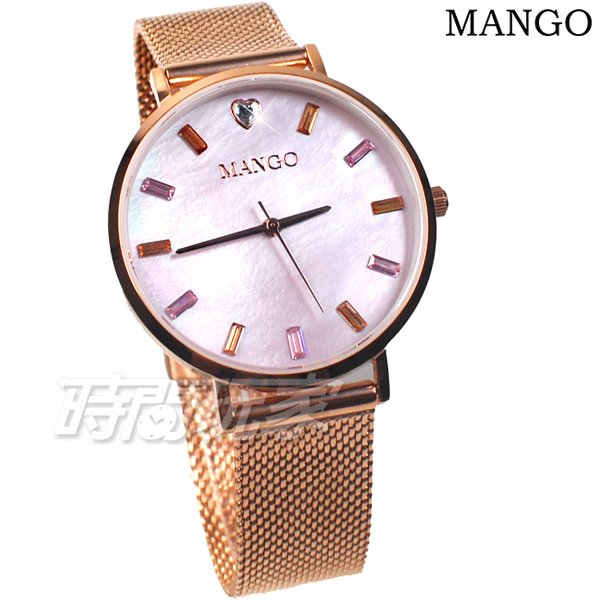 (活動價) MANGO 愛心 心鑽 水晶鑽 女錶 防水 珍珠螺貝面盤 藍寶石水晶 玫瑰金電鍍 MA6770L-PK-H