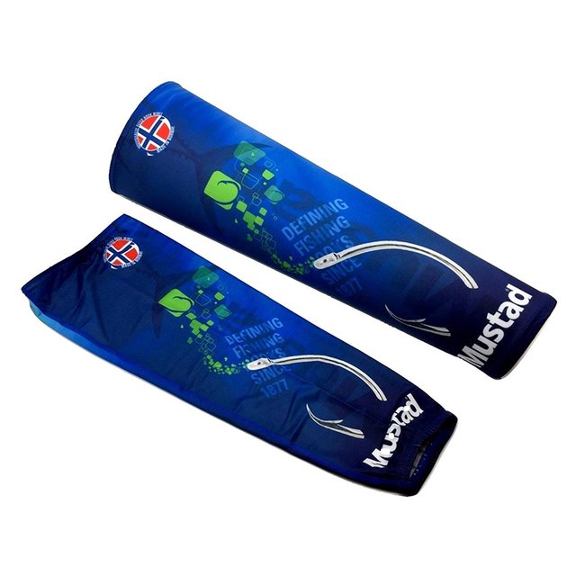 ◎百有釣具◎挪威品牌MUSTAD(慕斯達) 防曬腿套 MCLM 吸濕排汗 17.5(10)×45cm 灰/藍 UPF30+