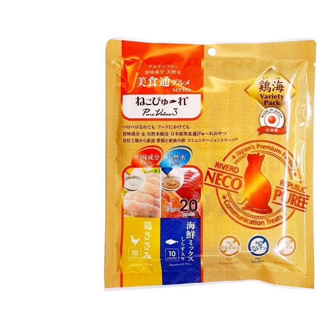 日本國產Neco Puree喵寵愛-美食通(雞柳/海鮮肉泥)(20份/包)