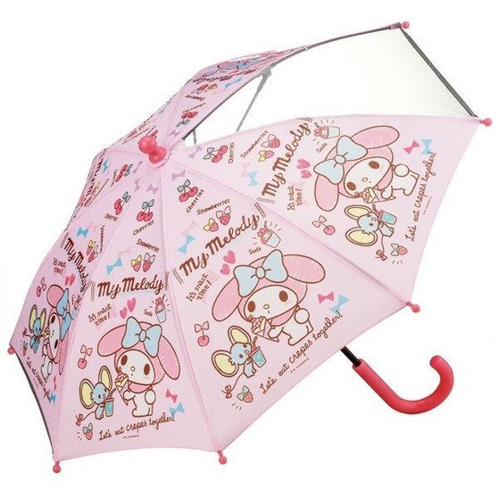 =海神坊=日本原裝空運 538537 Skater UBO 美樂蒂 35cm 兒童直立傘 透明雨傘 開合防曬傘 反光條