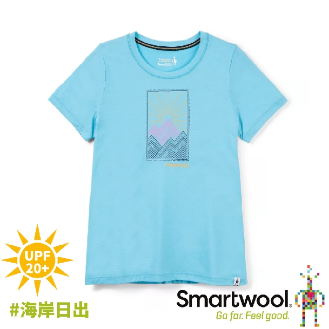 【SmartWool 美國 女 Merino Sport 150塗鴉短袖T恤《海岸日出/海洋藍》】SW016600/短T