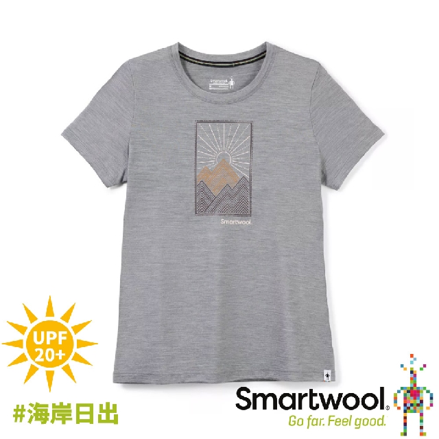 【SmartWool 美國 女 Merino Sport 150塗鴉短袖T恤《海岸日出/淺灰》】SW016600/短T