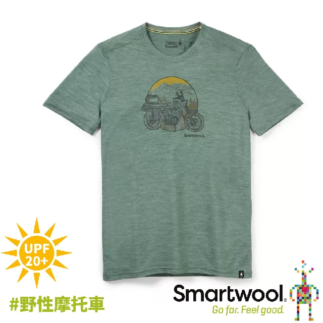 【SmartWool 美國 男 Merino Sport 150 塗鴉短袖T恤《野性摩托車/鼠尾草綠》】SW016568/短T