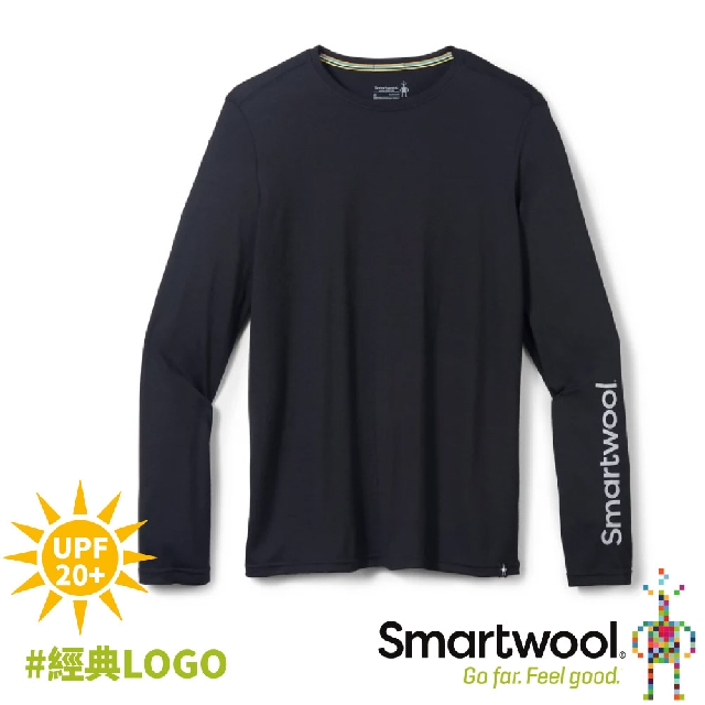 【SmartWool 美國 男 Merino Sport 150塗鴉長袖排汗衣《經典Logo/黑》】SW011533/薄長袖