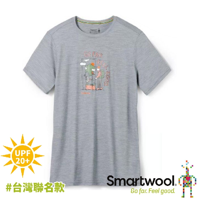 【SmartWool 美國 男 Merino Sport 150塗鴉短袖T恤《台灣聯名款/淺灰》】SW014102/短T/排汗衣