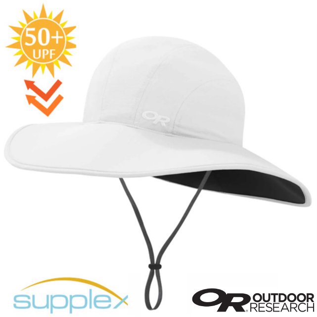 【美國 Outdoor Research】Oasis Sun Hat 超輕防曬抗UV透氣可調節大盤帽子(UPF 50+.附帽繩)登山健行圓盤帽_264388-0002 白
