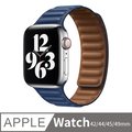 Apple Watch 7/6/5/4/3/2/SE 皮製鏈式磁吸錶帶 iWatch替換錶帶 42/44/45mm通用 午夜藍