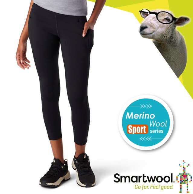 【美國 SmartWool】女新款 Merino Sport 彈性緊身褲.韻律褲.健身操運動褲/四向彈力.透氣舒適.水分管理.體溫調節/SW016609 黑色