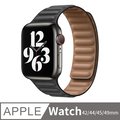 Apple Watch 7/6/5/4/3/2/SE 皮製鏈式磁吸錶帶 iWatch替換錶帶 42/44/45mm通用 黑色
