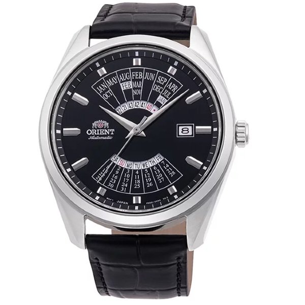 orient 東方錶 新一代萬年曆機械錶皮革錶帶 ra ba 0006 b 黑面 43 5 mm