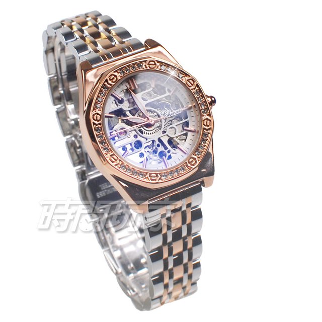 CHENXI 都會風格 百搭 小資女 多邊形 全鏤空 機械錶 女錶 半玫瑰金 CX8830-4