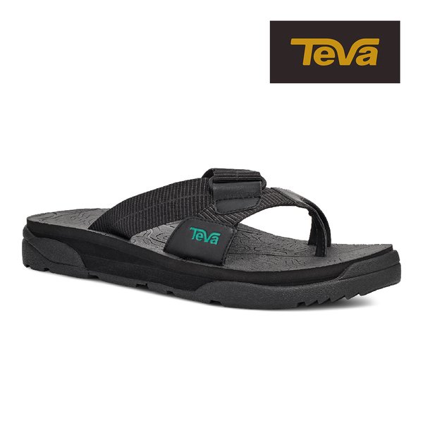 (登山屋)TEVA男 Revive 95 Slide 寬版織帶中厚底夾腳拖鞋/雨鞋/水鞋(黑色-TV1124052BLK)