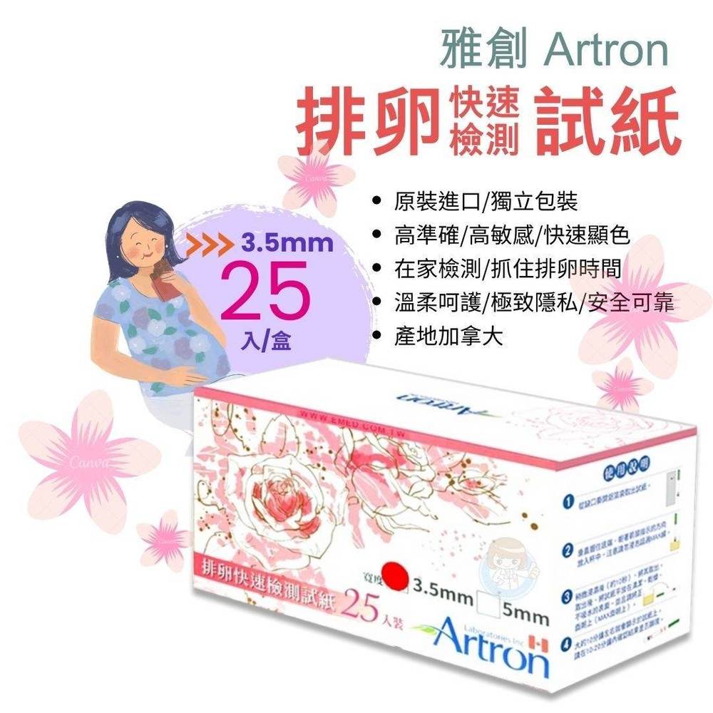 雅創 Artron 3.5mm排卵快速檢測試紙 排卵試紙 (25入/盒)
