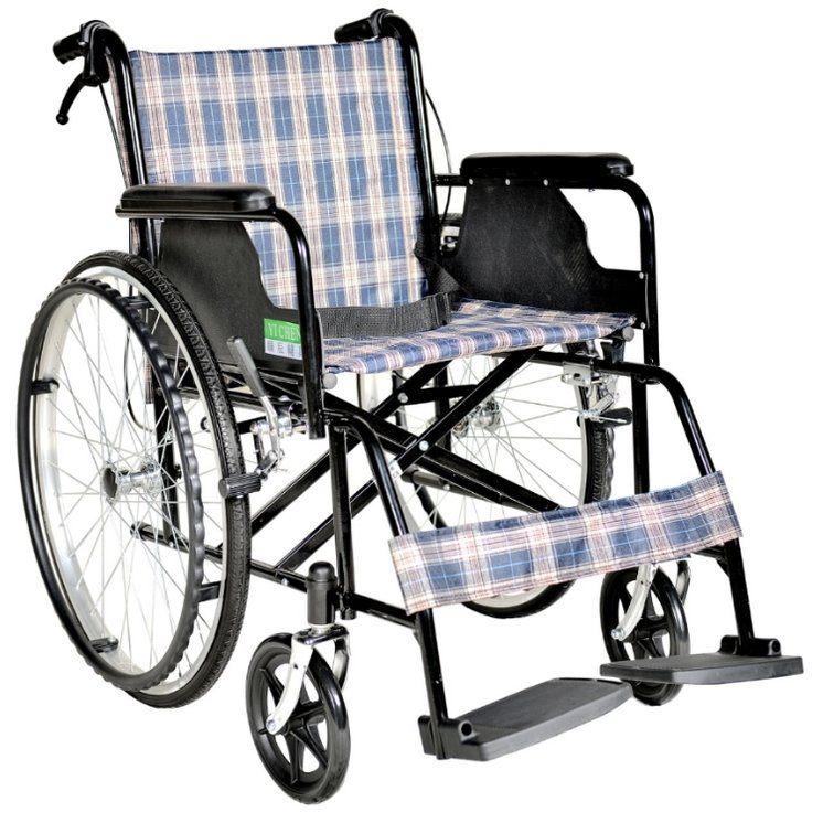 【上煒醫療器材】“頤辰” YC-809 鐵輪椅 (PVC/格子布) (輪椅A款) 3980元