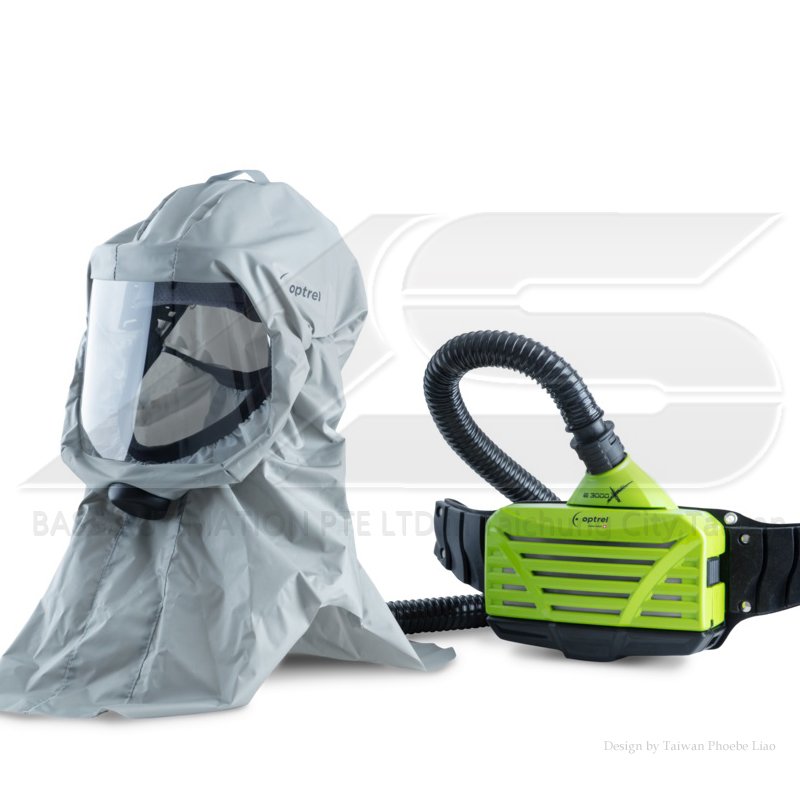 期貨預購【瑞士Optrel 】softhood PAPR供給新鮮空氣接口的軟性保護頭罩/ 具3A防護等級 / 長版 (顏色自選)+E3000X送風機