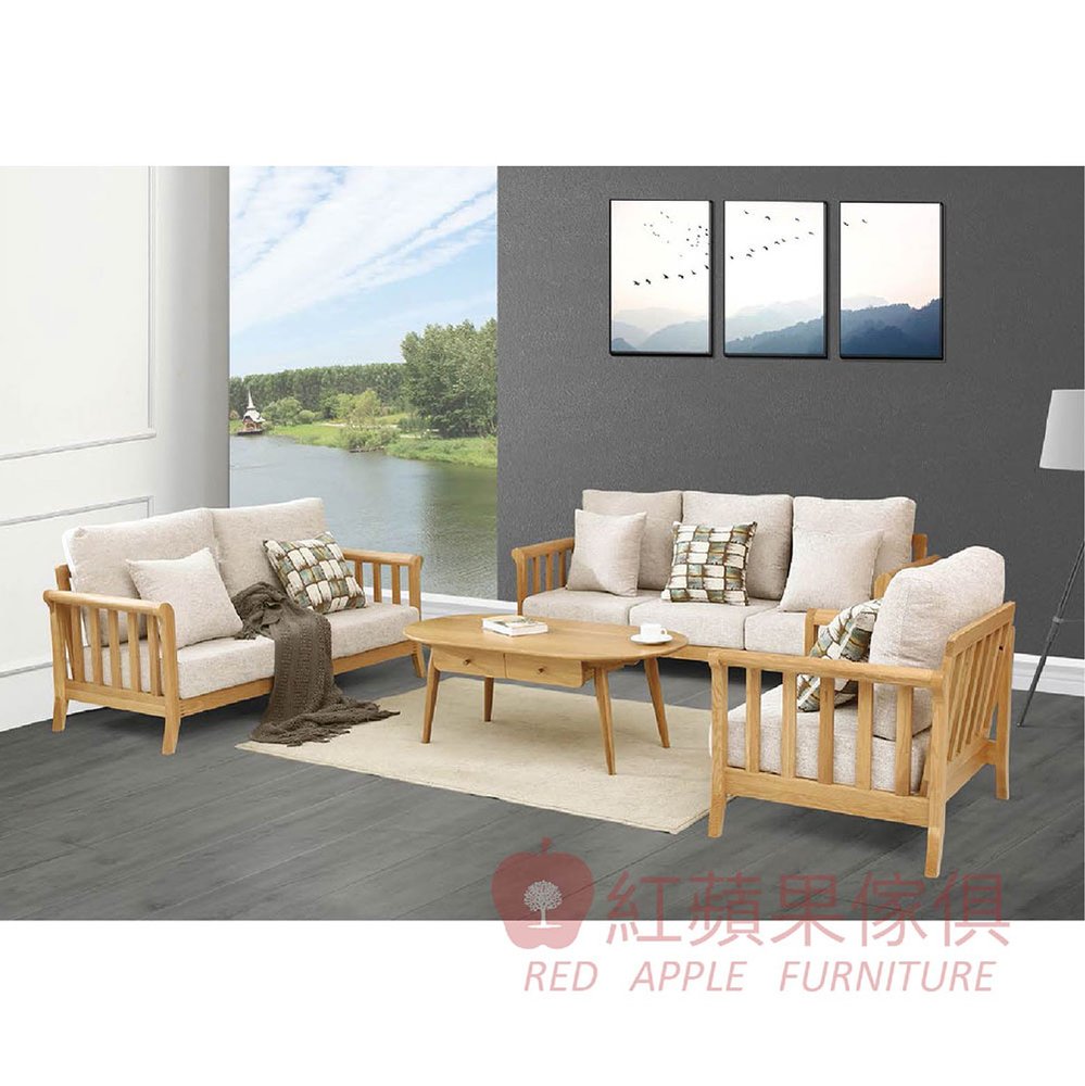 [紅蘋果傢俱] 實木家具 橡木系列 POKQ 博美B款沙發 單人沙發 雙人沙發 三人沙發 實木沙發 北歐風沙發