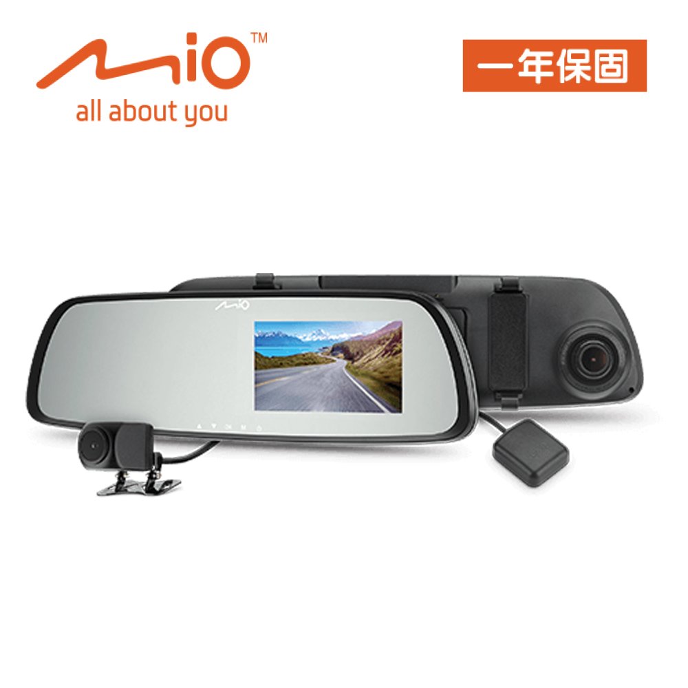 【旭益汽車百貨】MIO R46D GPS 後視鏡前後鏡頭行車紀錄器＋32G記憶卡