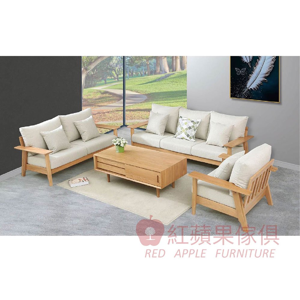 [紅蘋果傢俱] 實木家具 橡木系列 POKQ 寬板沙發 單人沙發 雙人沙發 三人沙發 實木沙發 北歐風沙發