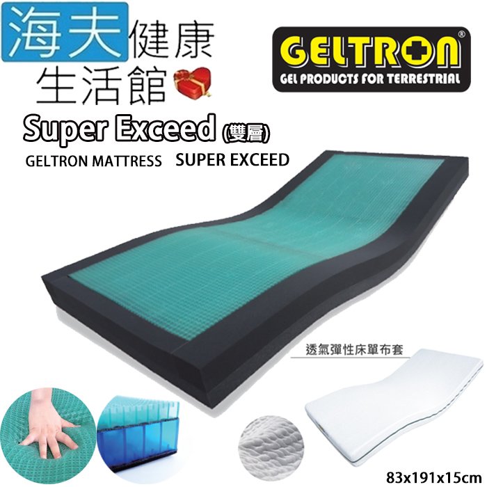 【海夫健康生活館】Geltron Super Exceed 雙層 固態凝膠照護床墊 透氣彈性床套(KLS-83H150)