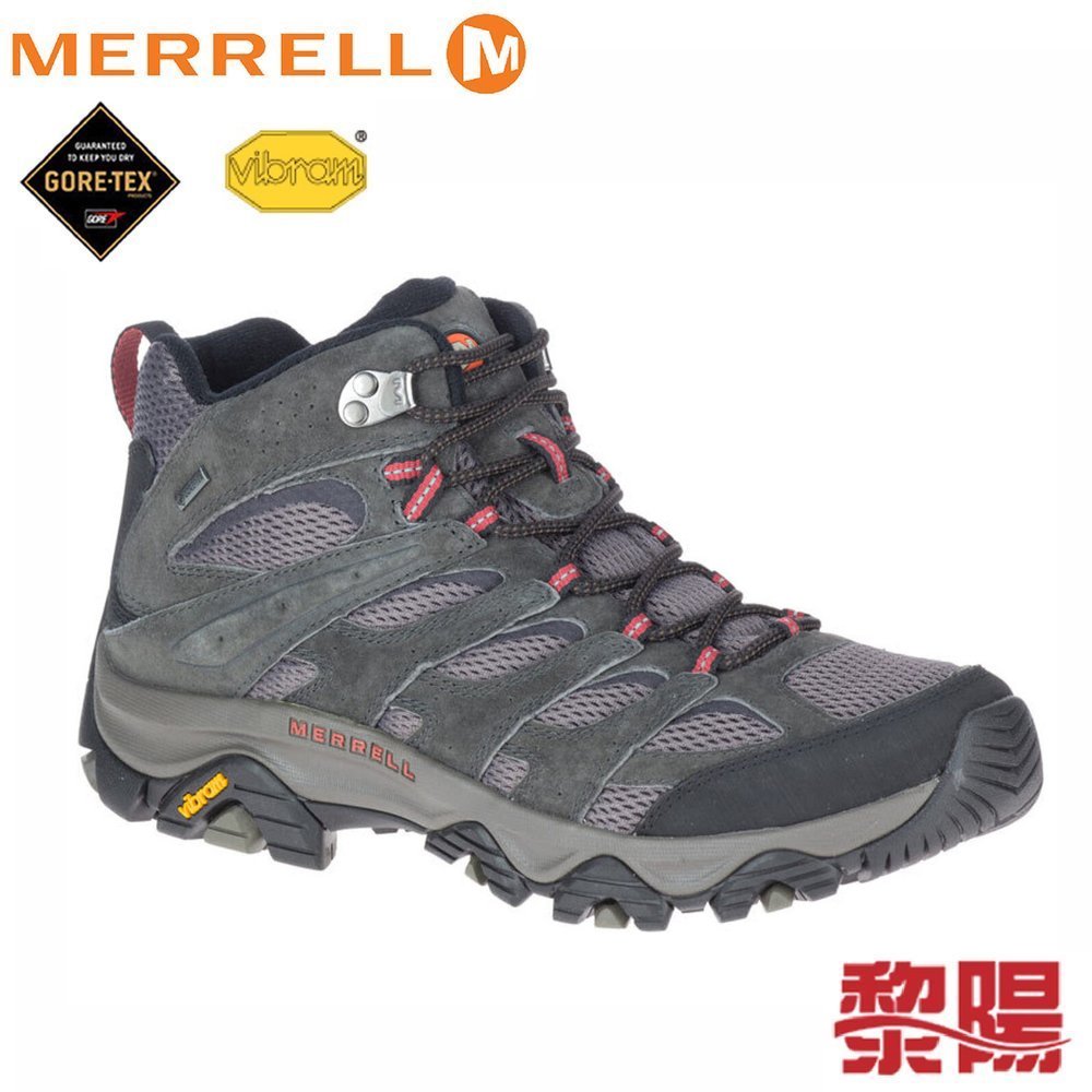 Merrell 美國 035785 Moab 3 Mid GTX 中筒登山鞋 男款 (深灰) 寬楦版/透氣乾爽/登山健行 33ML035785W