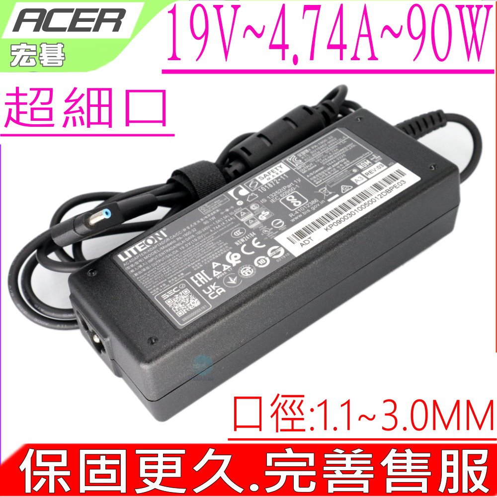ACER 19V,4.74A,90W 充電器(細頭)-宏碁 SWIFT SFX14-41G,SFX16-51G,PA-1900-32,PA-1900-32-A3,N20C12