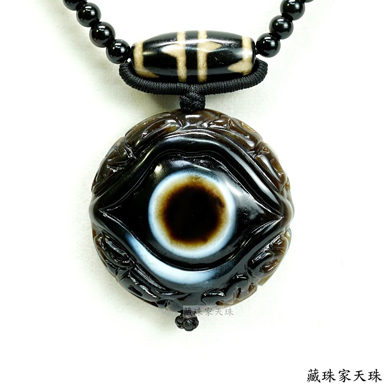 老礦天珠 水紋天珠 約39mm×11mm】【メール便不可】【B】【D】