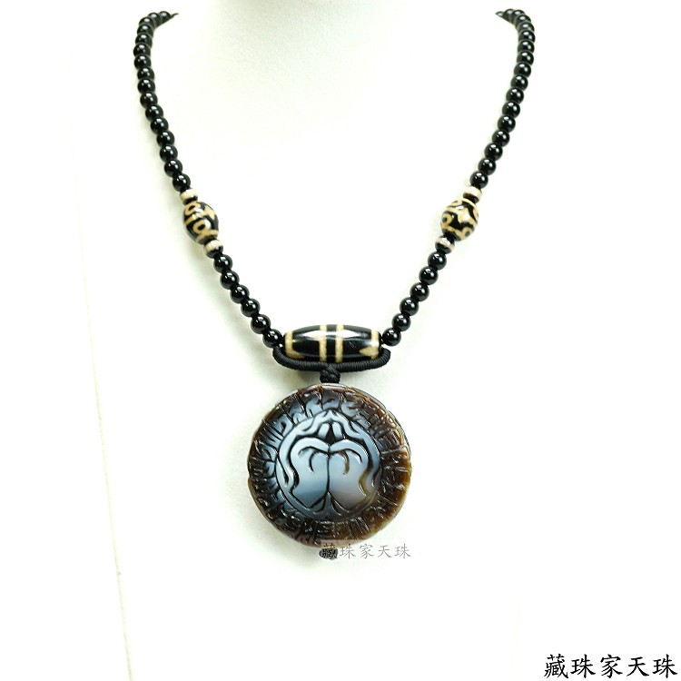 老礦天珠 水紋天珠 約39mm×11mm】【メール便不可】【B】【D】