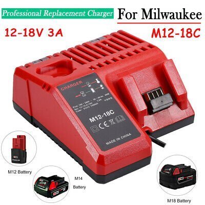 免運 適用米沃奇Milwaukee 12V 14.4V 18V鋰電池充電器/M18 M14 M12充電器M12-18C