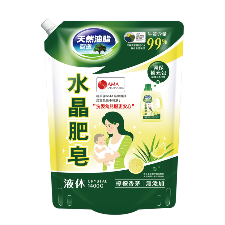 南僑水晶肥皂液体-檸檬香茅(鎖蓋補)1400g