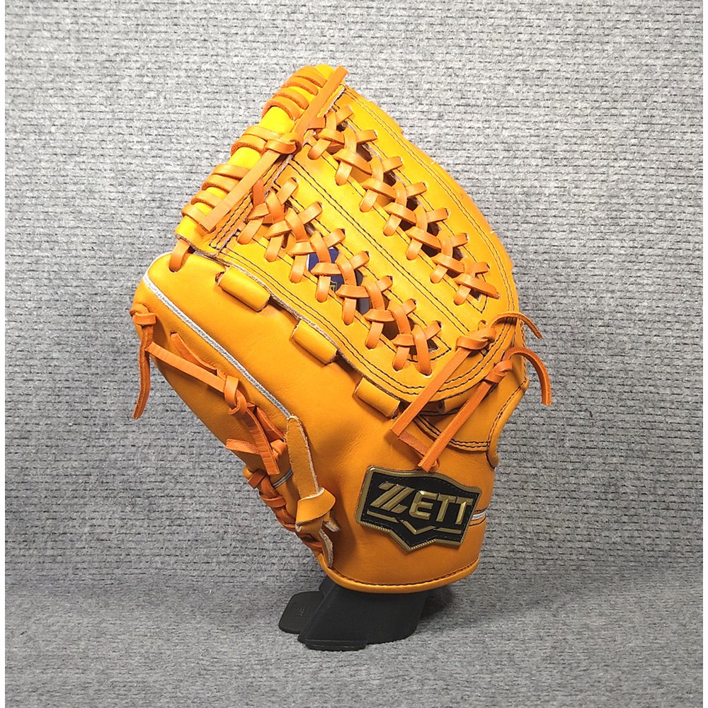 「野球魂」--特價！日本「ZETT」【NEO STATUS】次高等級壘球手套（內野手＆外野手，BSGB51910，5600橘色）反手