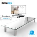 Ermutek 加長版強化鋼化玻璃桌上型螢幕收納架