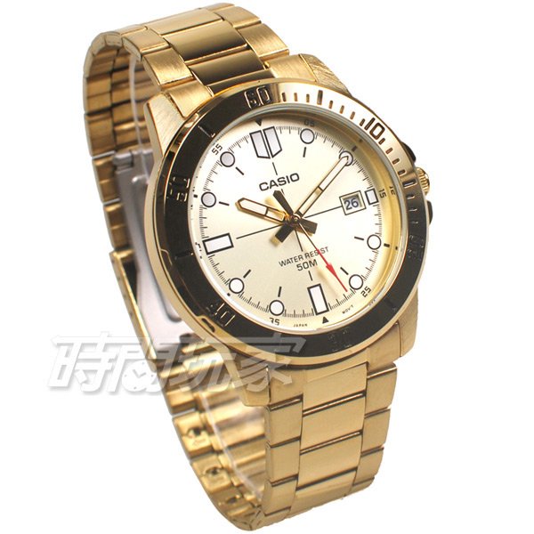 CASIO卡西歐 MTP-VD01G-9E 日期顯示 簡約有型 個性男錶 不銹鋼 金色 MTP-VD01G-9EVUDF