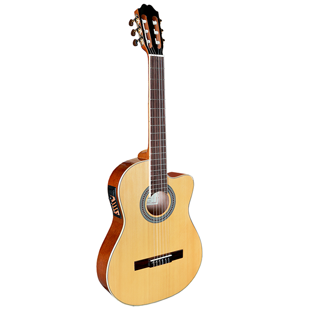 亞洲樂器 AHT-10CE 39吋 薄桶缺角電木古典吉他 紅松單板/桃花芯 附EQ 7545-R、贈吉他袋、現貨