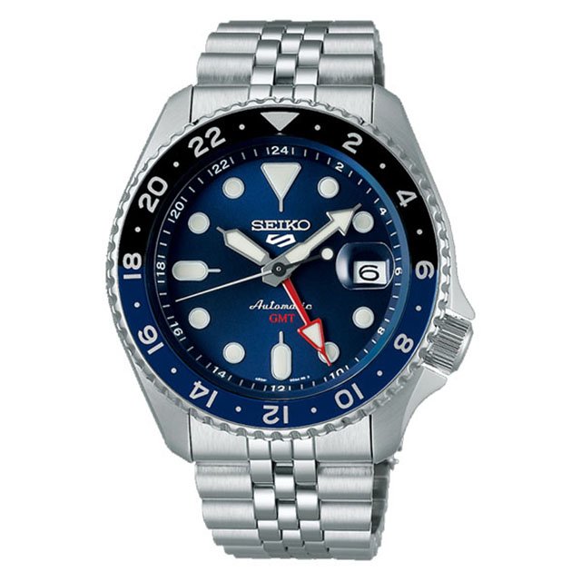 SEIKO 精工 新5號 復古回歸Sports +GMT指針機械錶4R34-00A0B(SSK003K1)藍SK015