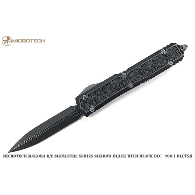 Microtech Makora D/E Signature Series 黑鋁柄黑刃 DLC彈簧刀 -MT 206-1 DLCTSH