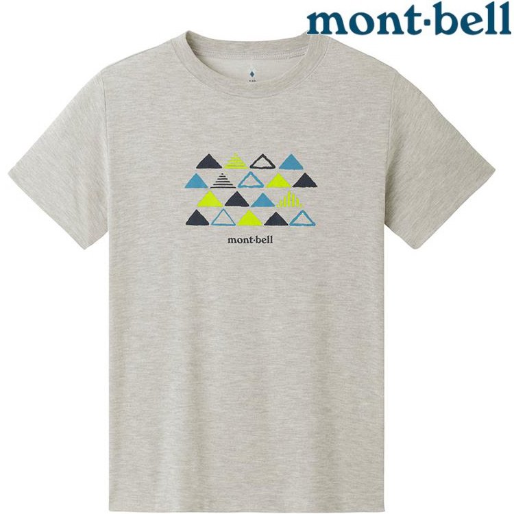 Mont-Bell Wickron 兒童排汗短T/小朋友排汗衣 1114576 山文樣 HCH 炭灰
