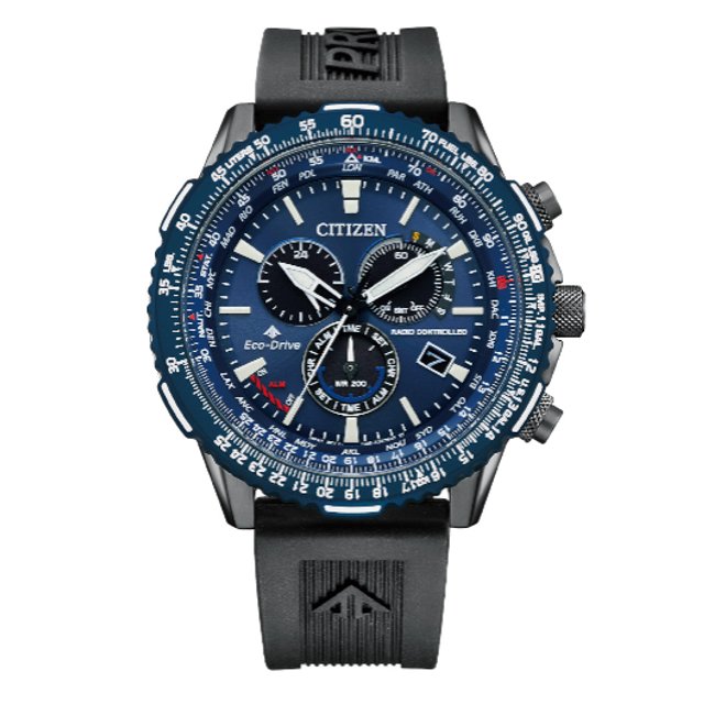 CITIZEN 星辰錶 CB5006-02L PROMASTER 時尚經典光動能電波對時腕表 / 藍面 45.9mm