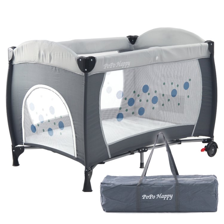 免運費 POPO 安全嬰兒床(具遊戲功能)嬰幼兒安全遊戲床(淺灰色) 附蚊帳/收納袋/可開側門