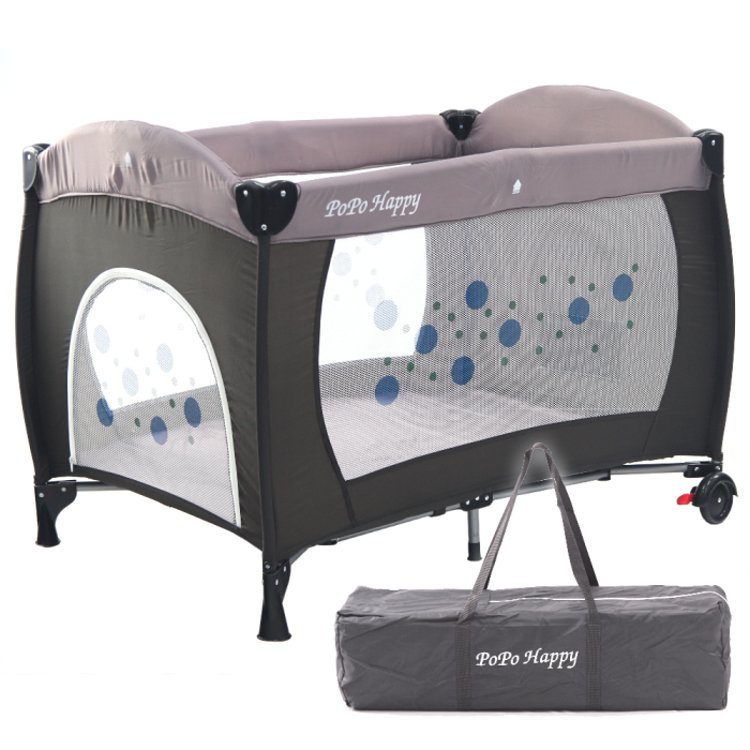免運費 POPO 安全嬰兒床(具遊戲功能)嬰幼兒安全遊戲床(棕色) 附蚊帳/收納袋/可開側門