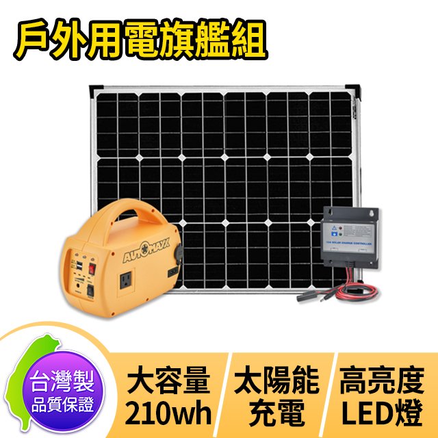 【辛格瑪】AutoMaxx UP-5HX DC/AC手提式鋰電行動電源+55W太陽能充電組