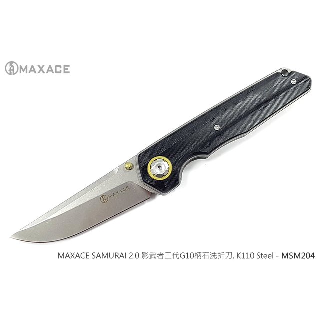 Maxace Samurai 2.0 影武者二代 黑G10柄石洗折刀 -K110鋼 -MAXACE MSM204