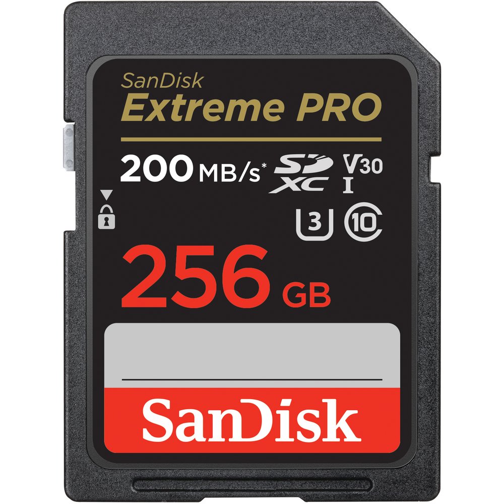 SanDisk Extreme Pro SDXC 256GB, V30, U3, C10, UHS-I, 200MB/s R, 140MB/s W 記憶