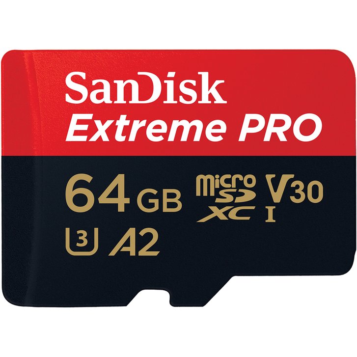 SanDisk Extreme Pro microSDXC 64GB, V30, U3, C10, A2, UHS-I, 200MB/s R, 90MB/s W 記憶卡