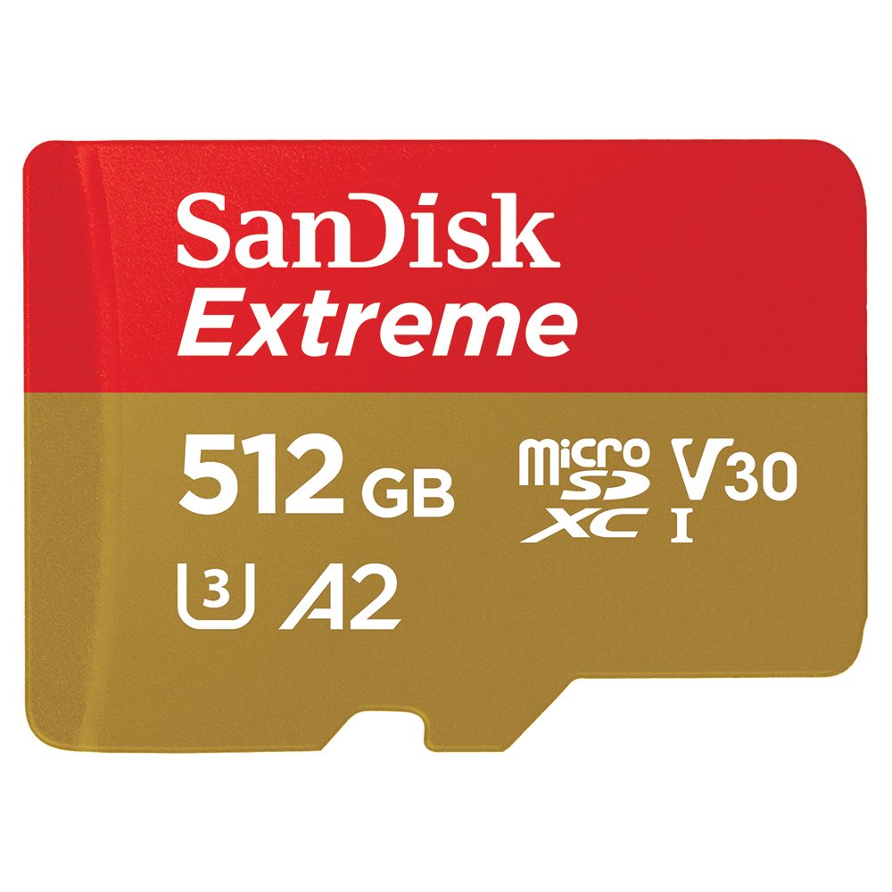 SanDisk Extreme microSDXC 512GB, V30, U3, C10, A2, UHS-I, 190MB/s R, 130MB/s W 記憶卡