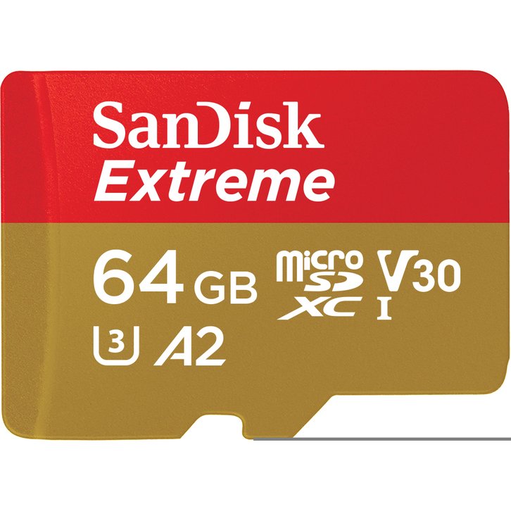SanDisk Extreme microSDXC 64GB, V30, U3, C10, A2, UHS-I, 170MB/s R, 80MB/s W 記憶卡